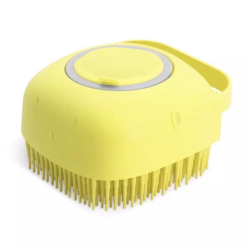 2-in-1 Silicone Pet Bath & Massage Brush Shampoo Dispenser Tool