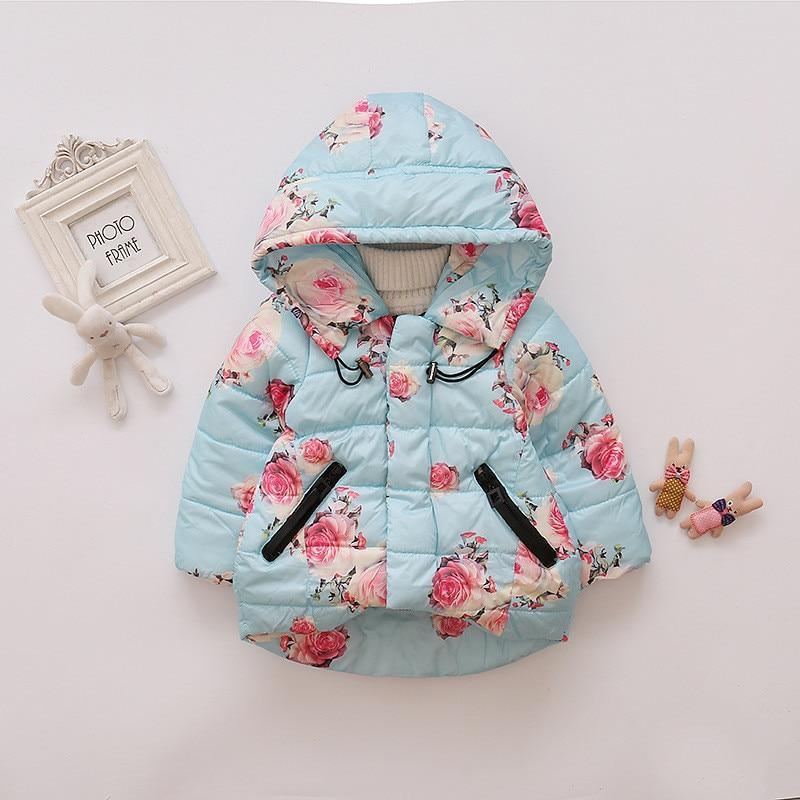 Floral Padded Hooded Jacket for Kids - Winter Warm Cotton Coat