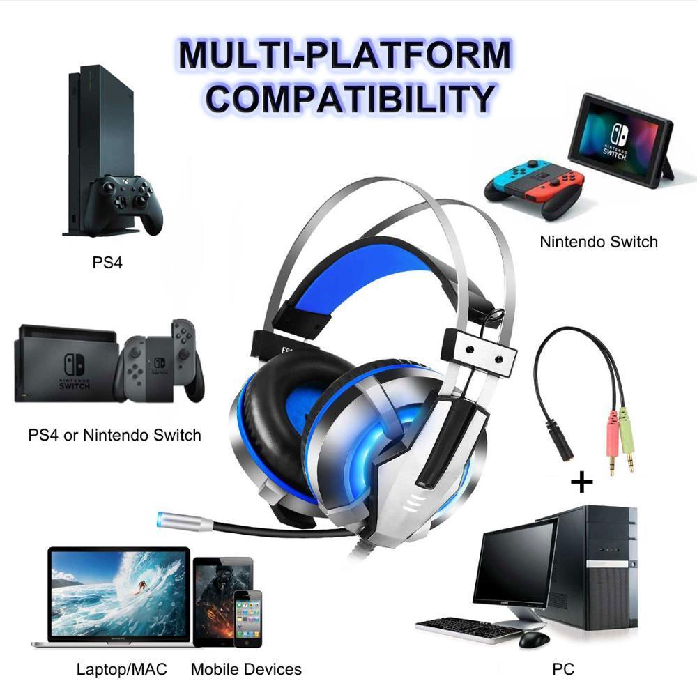 Wired Gaming Headset with Retractable Mic for PS4, PC & Xbox