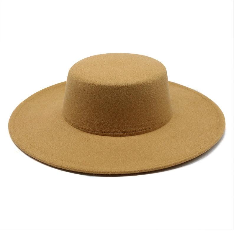 Women's Wide Brim Fedora Hat Retro Flat Top Summer Party Accessory