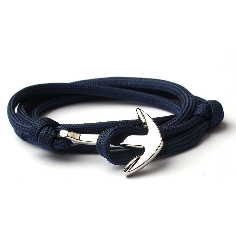 Navy blue multi-layer marine rope anchor bracelet for men and women