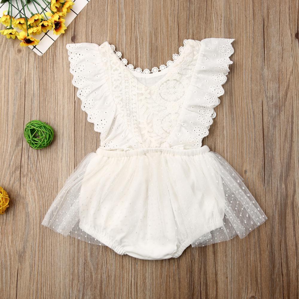 Baby Girl Lace Ruffle Romper Tutu Bodysuit for Newborns 0-24 Months