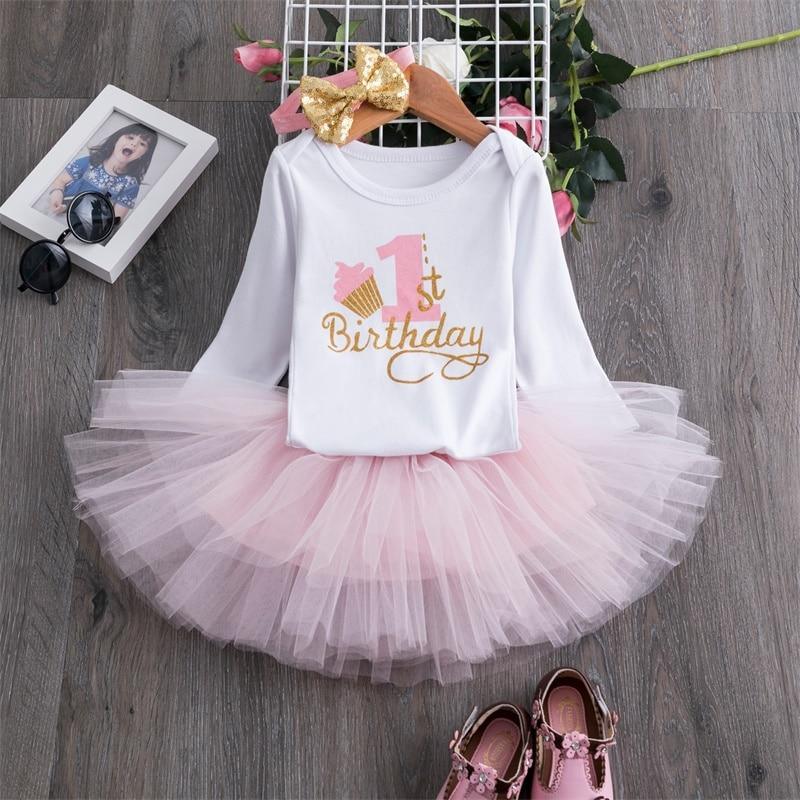 Winter Long Sleeve Baby Girl Dress - 1st Birthday Party Outfit