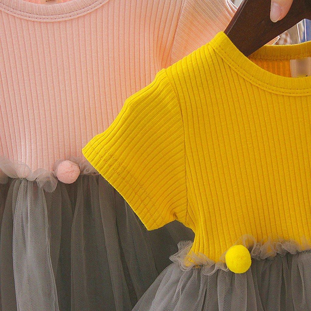 Toddler Girls Patchwork Tulle Princess Dress Casual Knit Playwear