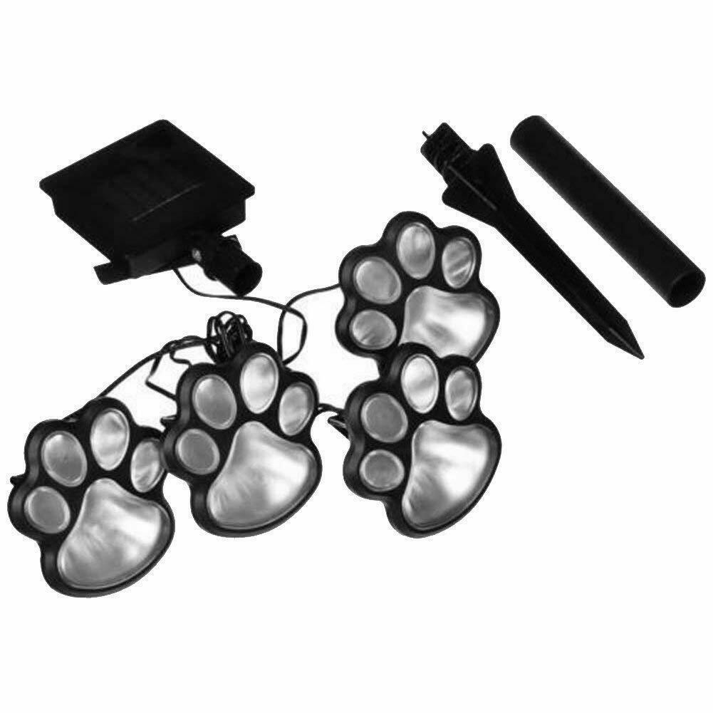 Solar Powered Paw Print Garden Lights, Set of 4 Whimsical Path Decor
