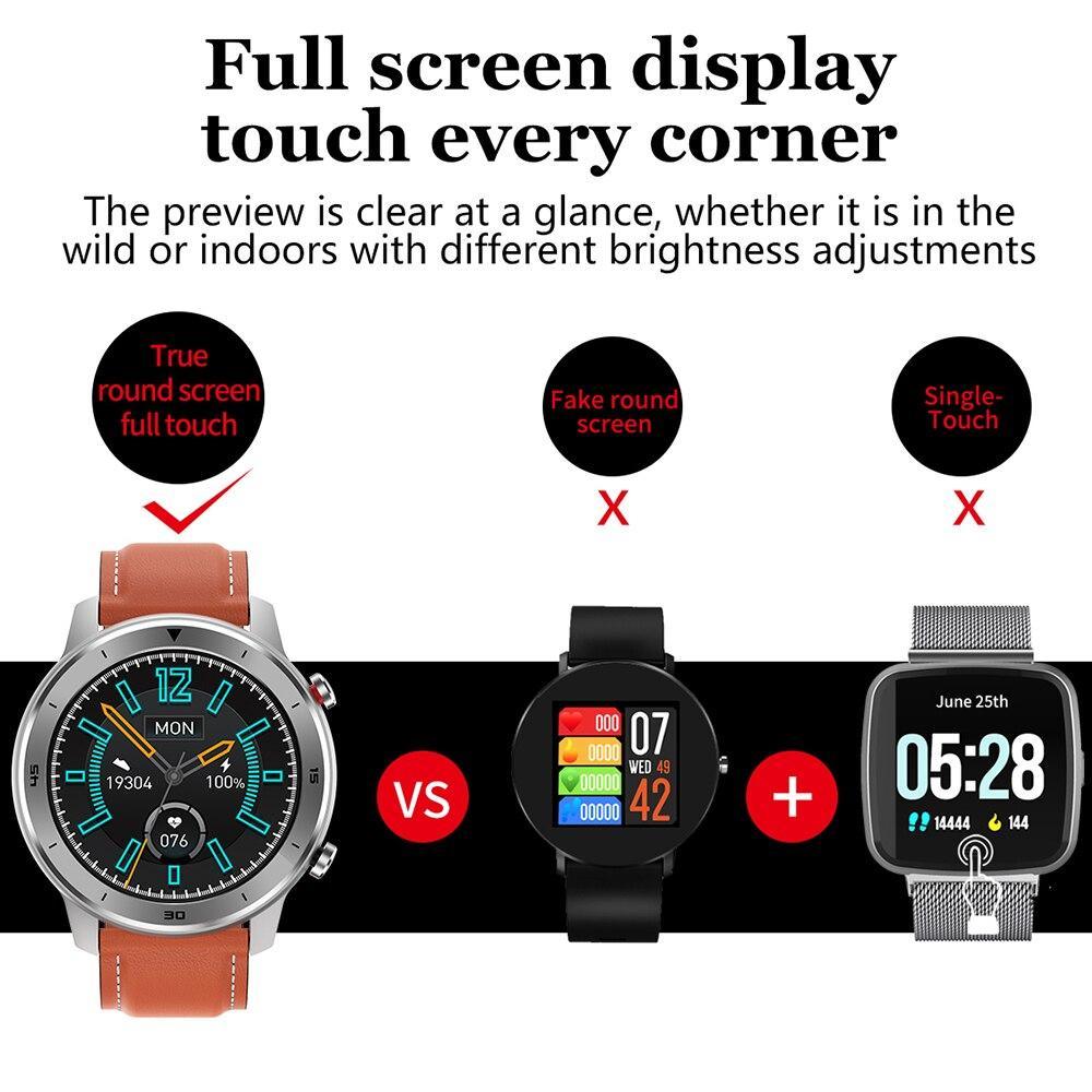 Luxury Round Business Smart Watch with Heart Rate Monitor and Leather