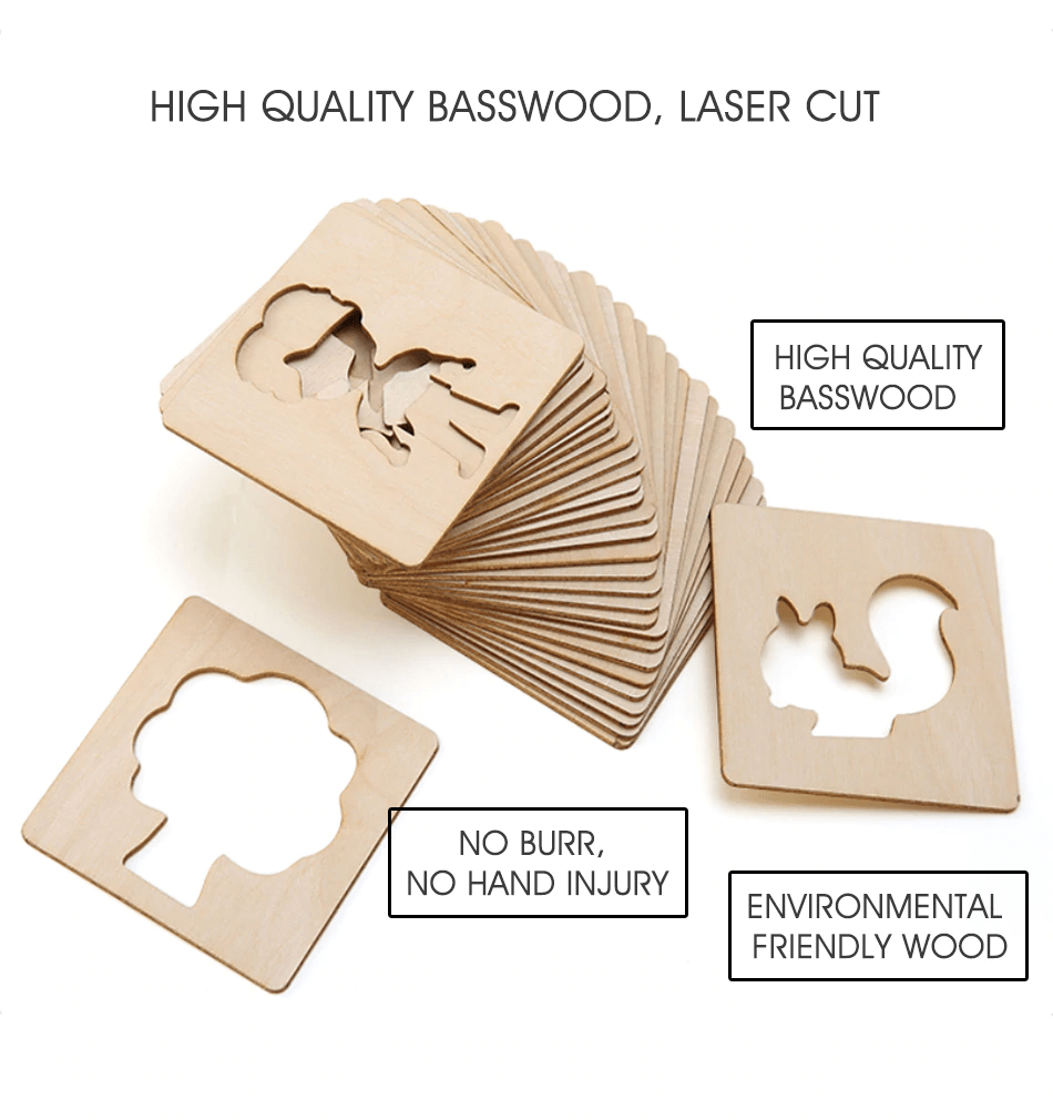 100Pc Creative Natural Wood Drawing & Doodle Learning Set