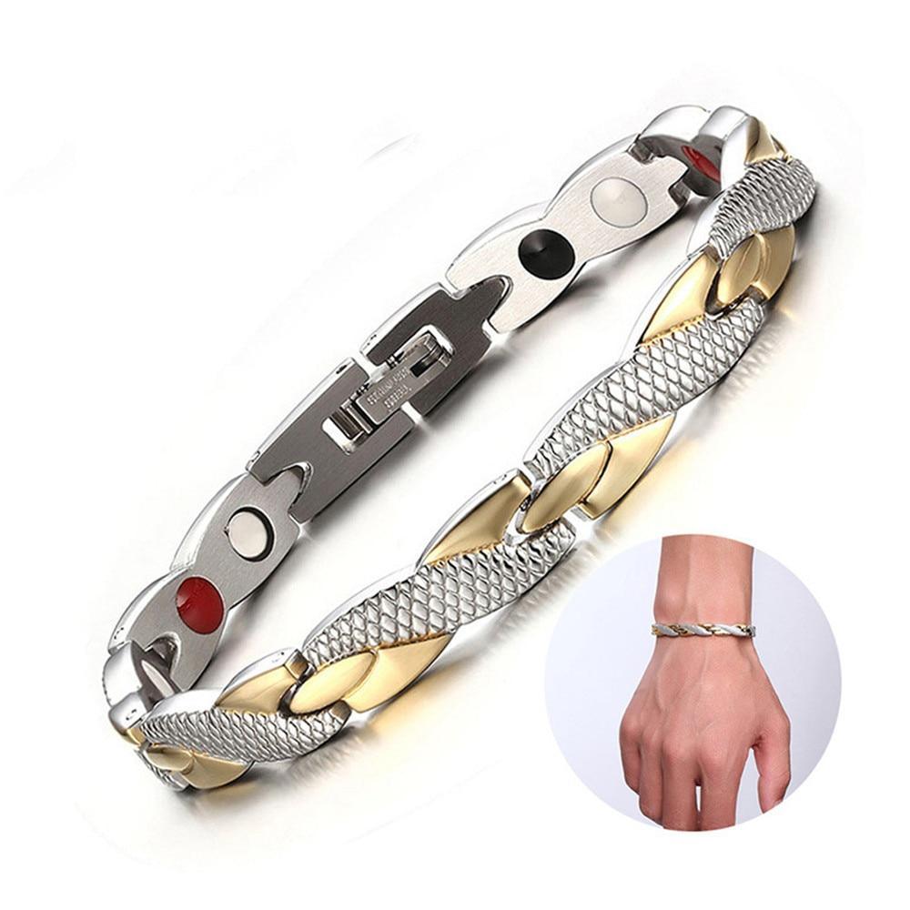 Modern Twisted Magnetic Bracelet in Gold and Silver Tone
