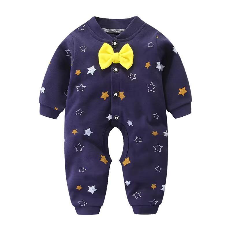 Unisex Newborn Cotton Sleeper Pajamas in Classic Navy and White
