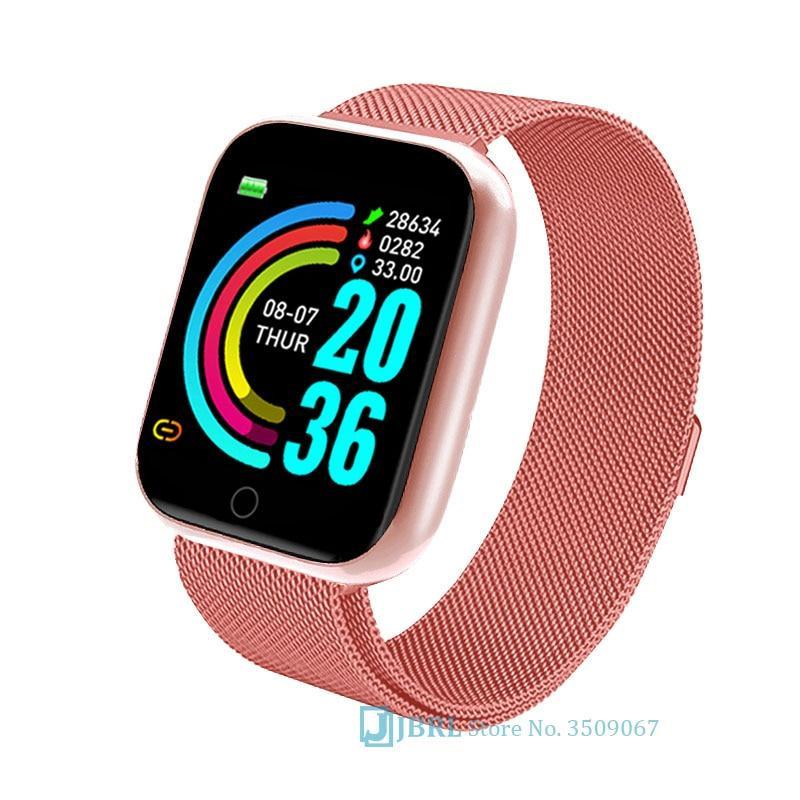 Modern Stainless Steel Square Smartwatch for Fitness and Daily Wear
