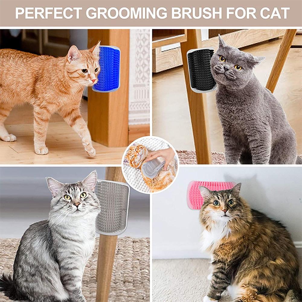 Wall Mounted Self Grooming Cat Massager and Hair Removal Brush
