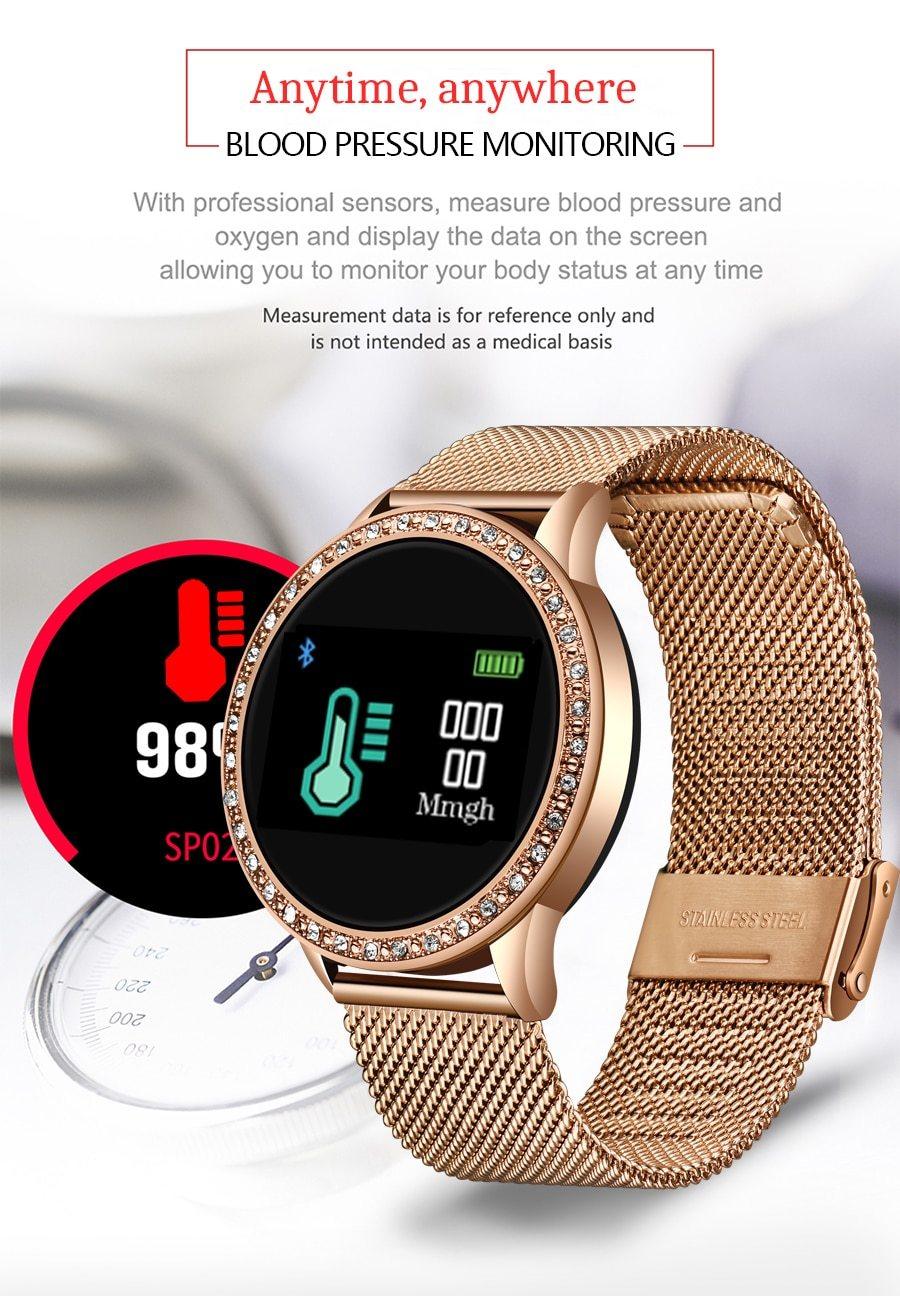 Glamorous Rose Gold Women's Smart Watch & Fitness Tracker