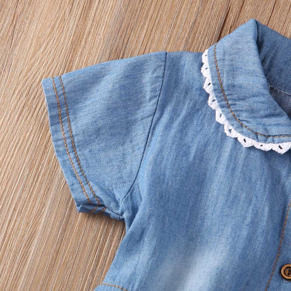 Floral Print Bowknot Princess Dress for Girls - Denim & Cotton Blend