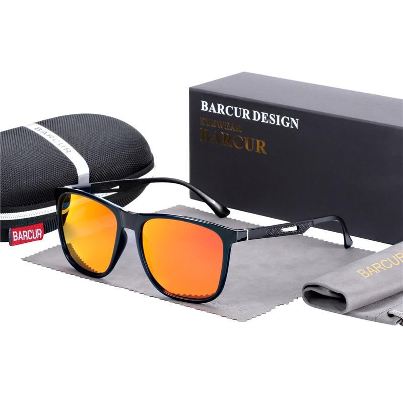 Polarized Square Titanium Sunglasses with Mirror Gradient Lens