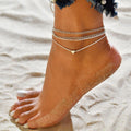 Double Layer Gold-Tone Shell and Coconut Tree Anklet