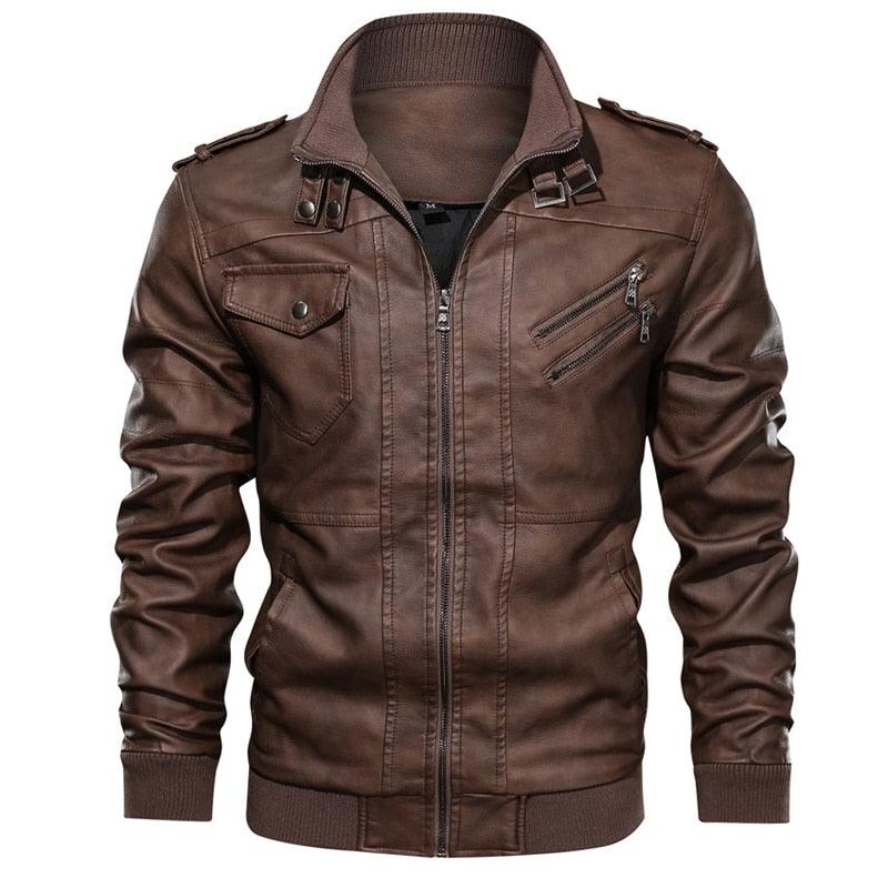 Men's Vintage Style Motorcycle PU Leather Hooded Jacket