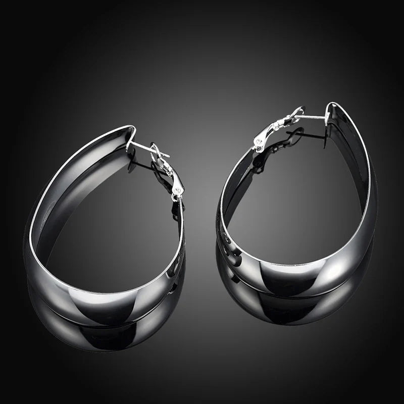 Aravant 925 Silver Smooth U Shaped Hoop Earrings For Women Fashion Jewelry