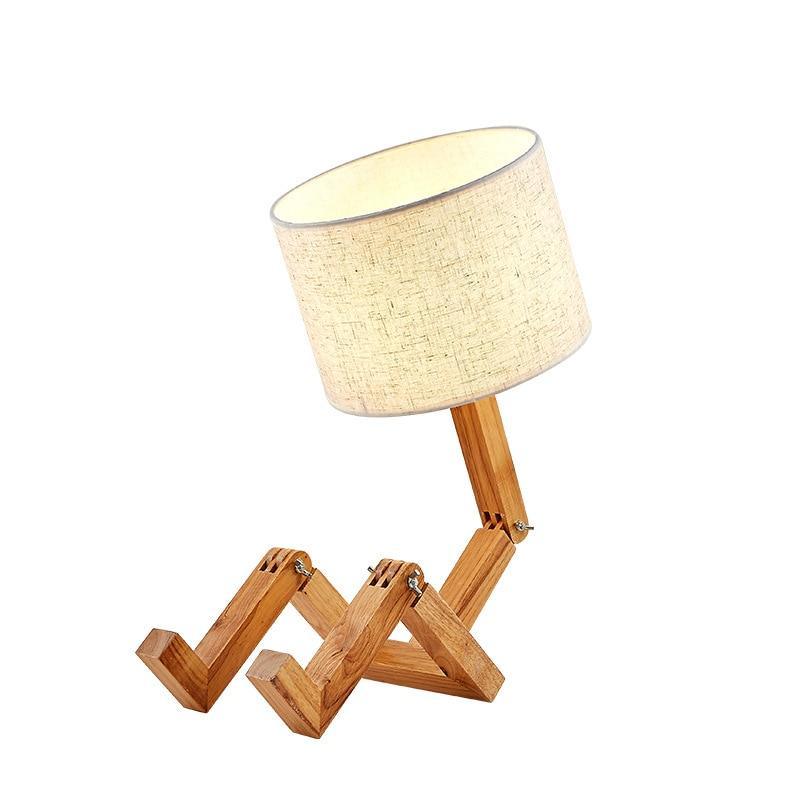 Modern Wooden Robot Table Lamp with Folding Design for Study