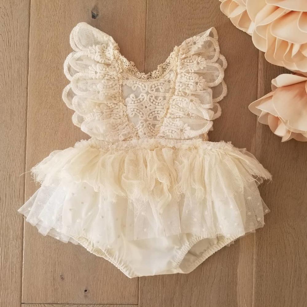 Baby Girl Lace Ruffle Romper Tutu Bodysuit for Newborns 0-24 Months