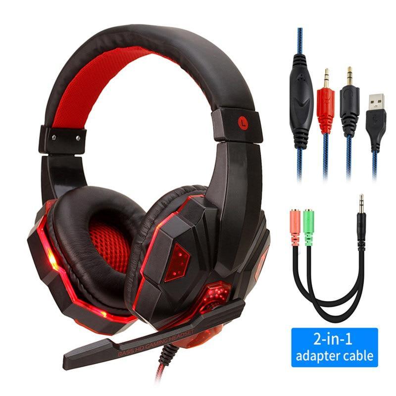 LED Bass Stereo Gaming Headset with Mic for PC & Console