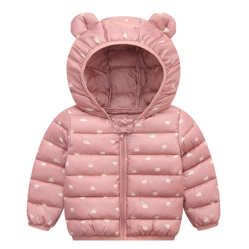 Floral Padded Hooded Jacket for Kids - Winter Warm Cotton Coat