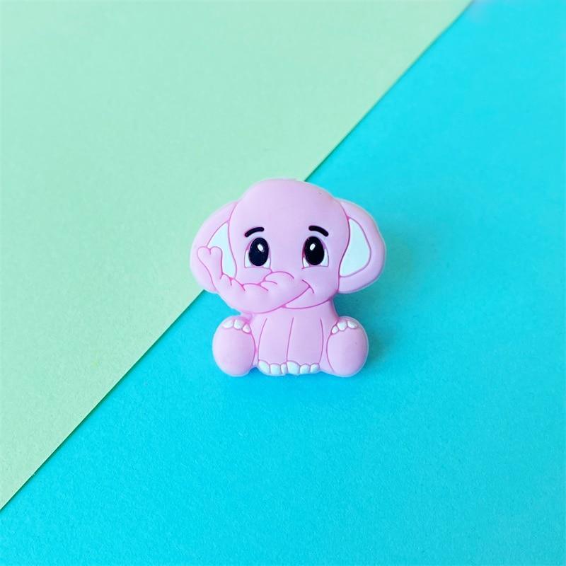 2pc Silicone Elephant Teether Toy, BPA-Free Baby Chew Charm