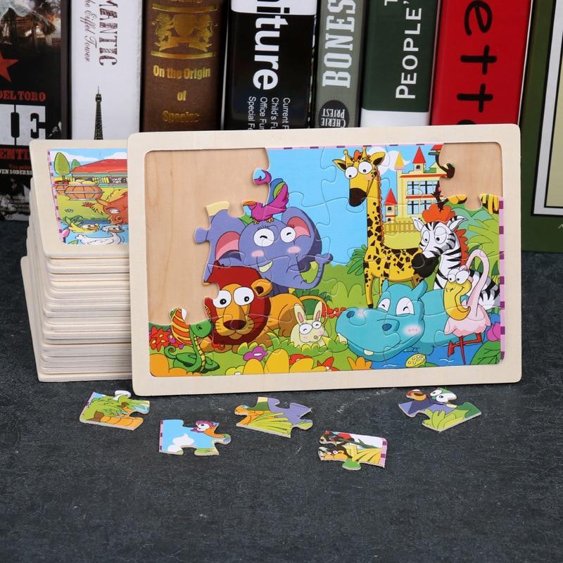 24-Piece Wooden Vehicle Puzzle Set for Kids Educational Learning Toy