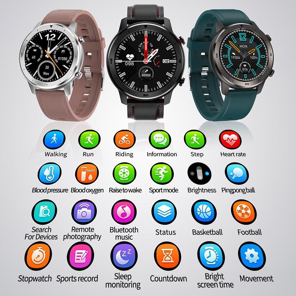 Luxury Round Business Smart Watch with Heart Rate Monitor and Leather