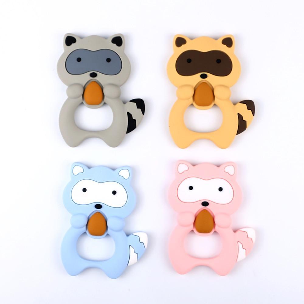 Silicone Animal Baby Teether Set - Raccoon Elephant Koala Giraffe
