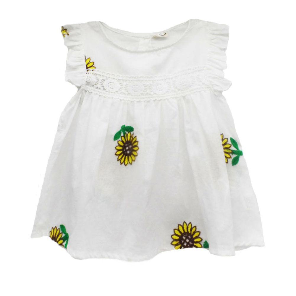 Summer Pineapple Print Baby Girl Frill Sleeve Cotton A-Line Dress