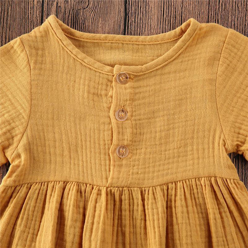 Toddler Girl Minimalist Cotton Linen A-Line Dress