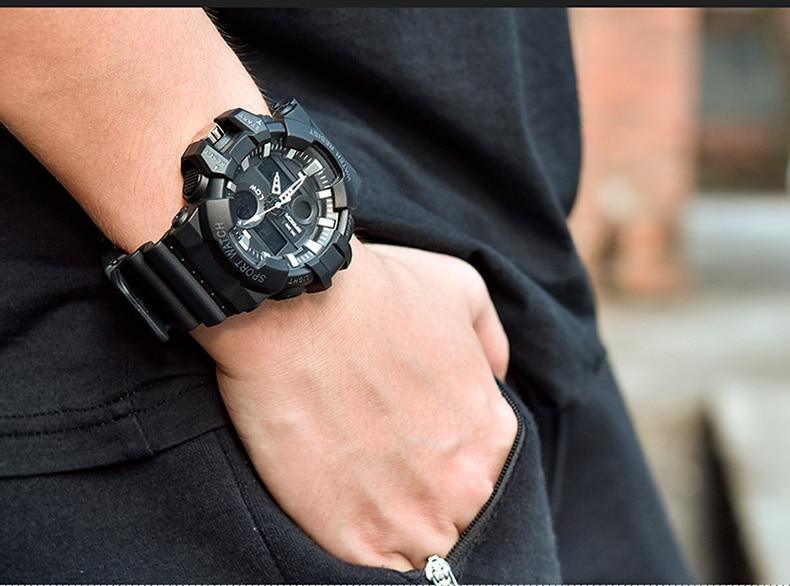 Men's LED Digital Sport Watch Waterproof Military Style 55mm Dial