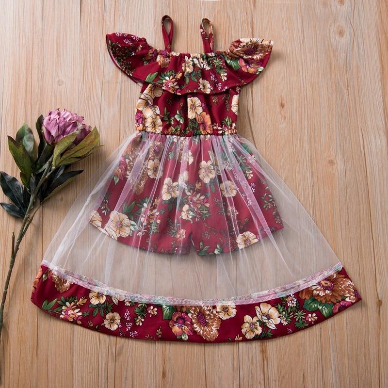 Playful Floral Princess Dress for Girls, Birthday & Summer