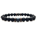 Natural Lava Stone & Moonstone Beaded Bracelet for Men
