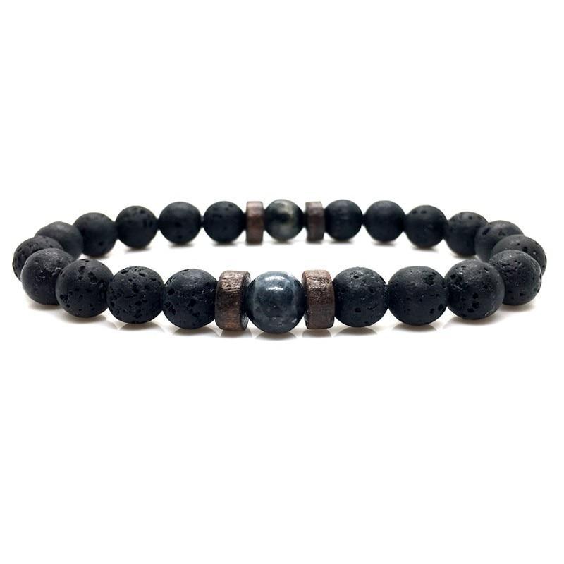 Natural Lava Stone & Moonstone Beaded Bracelet for Men