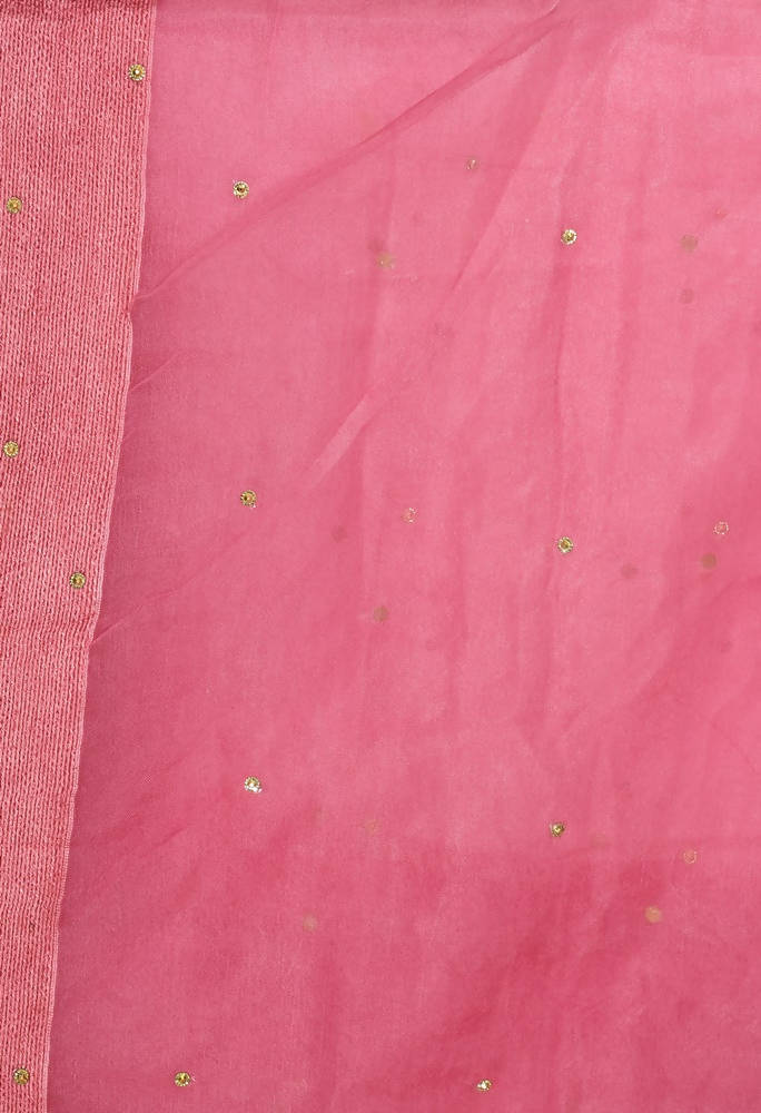 Onion Pink Stone Work Organza Dupatta for Women