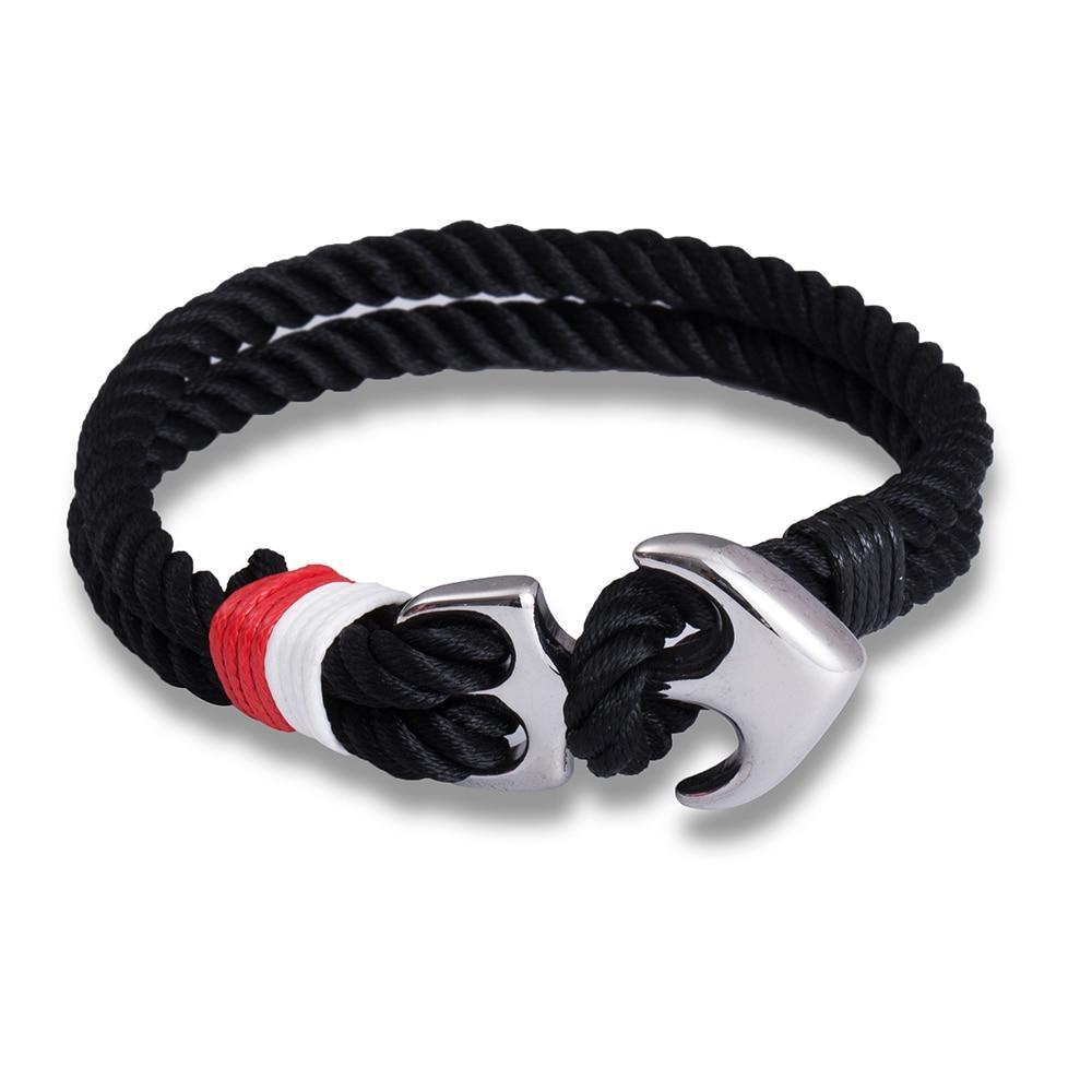 Men's Nautical Anchor Survival Paracord Bracelet in Stainless Steel