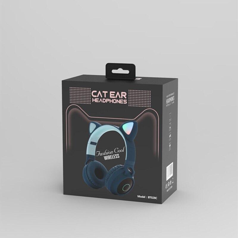 Wireless LED Cat Ear Bluetooth 5.0 Headphones with Mic