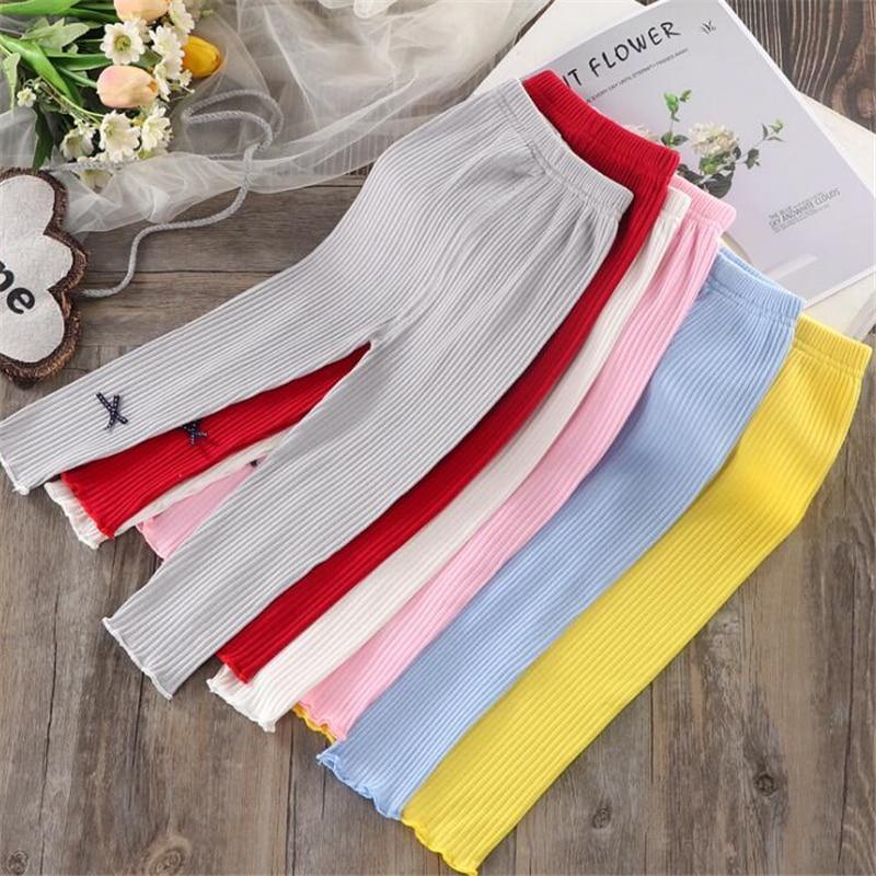 Girls casual knit leggings with patchwork design and elastic waistband
