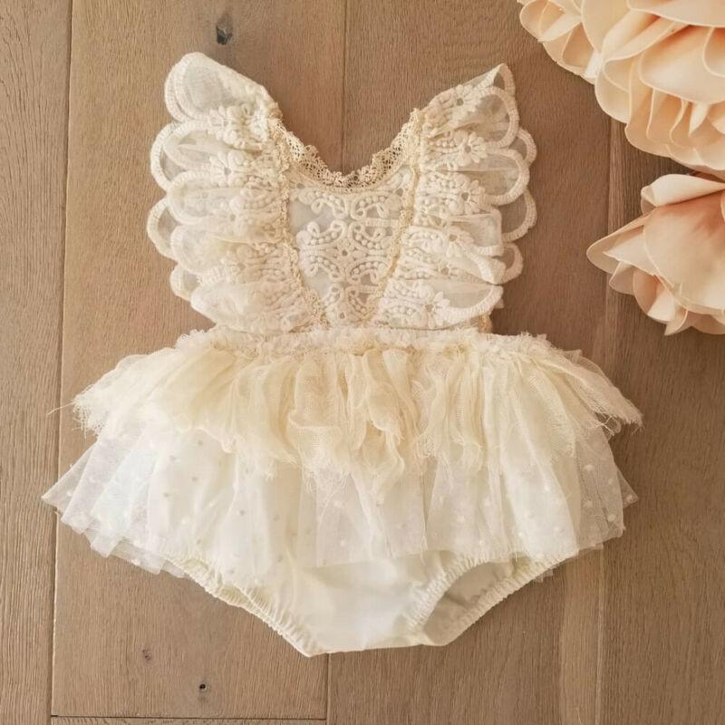 Baby Girl Lace Ruffle Romper Tutu Bodysuit for Newborns 0-24 Months