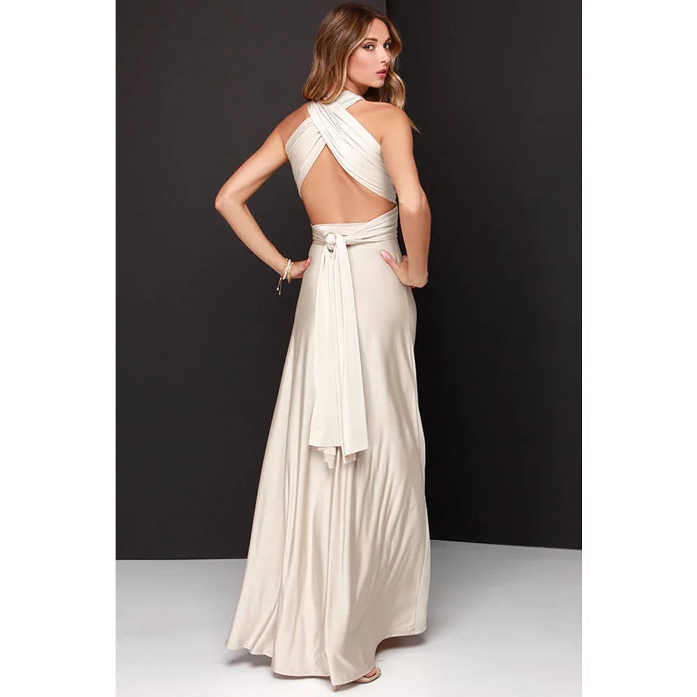 Women's Sexy Backless Convertible Wrap Maxi Dress Sleeveless - Image 12