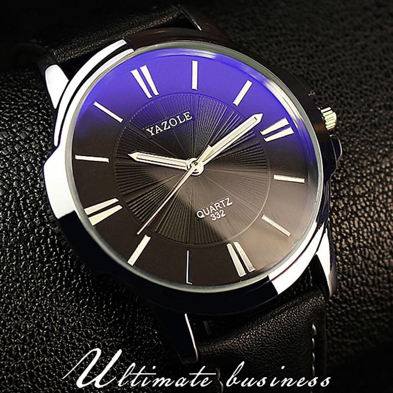 Classic Waterproof Quartz Watch with Leather Strap for Business