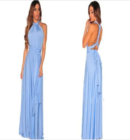 Women's Sexy Backless Convertible Wrap Maxi Dress Sleeveless - Image 18