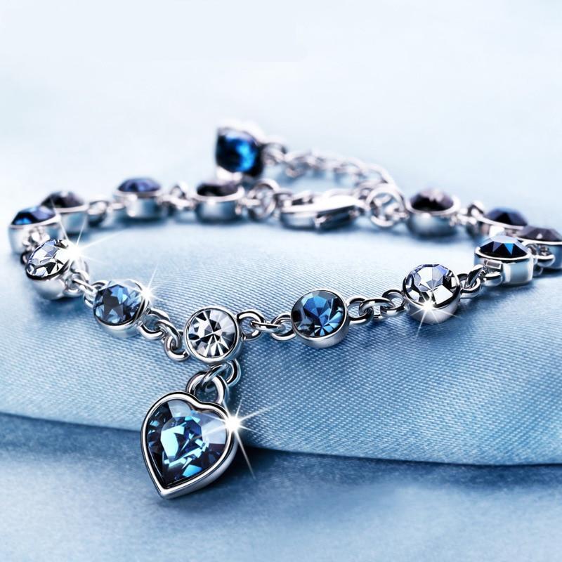 925 Sterling Silver Blue Sapphire & Tanzanite Chain Bracelet