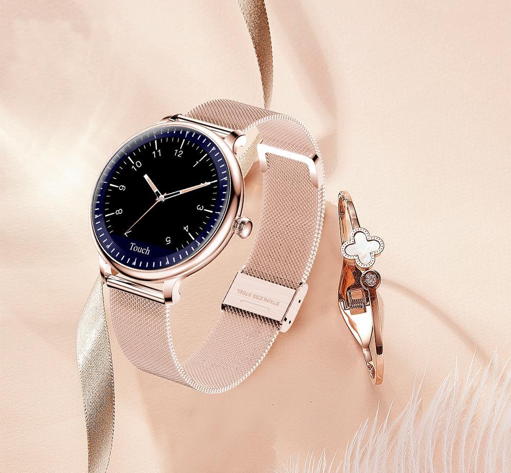 Women's Round Screen Smart Watch with Heart Rate Monitor
