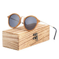 Polarized Zebra Wood Sunglasses UV400 Handmade Round Eyewear