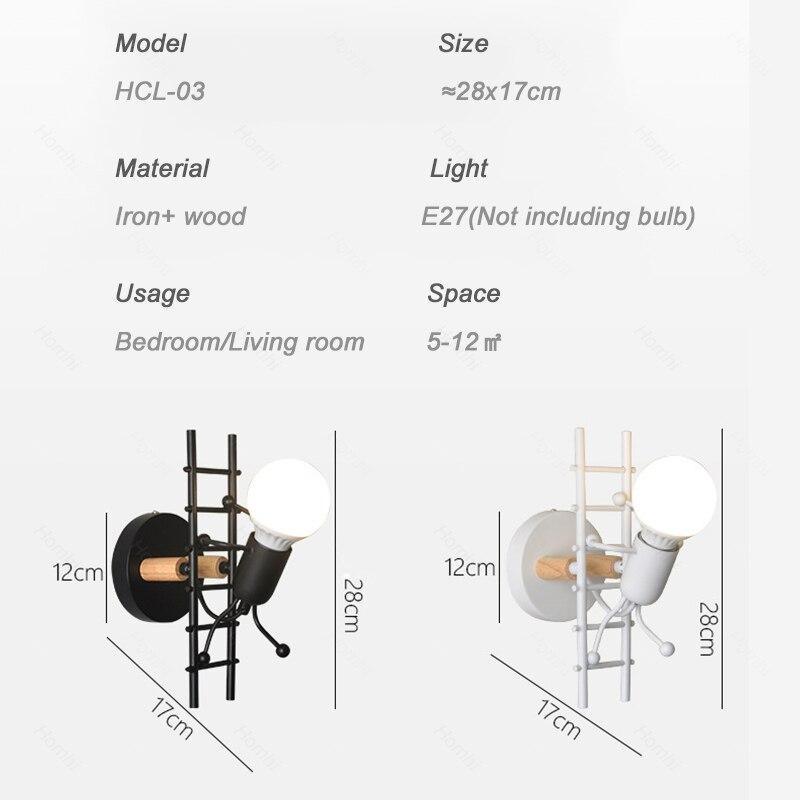 Modern Nordic Humanoid Climbing Ladder Wall Sconce Lamp for Kids Room