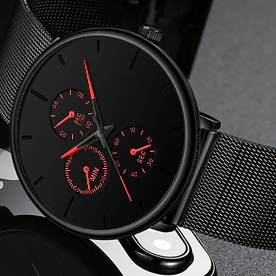 Minimalist Slim Mesh Quartz Watch for Men and Women in Black
