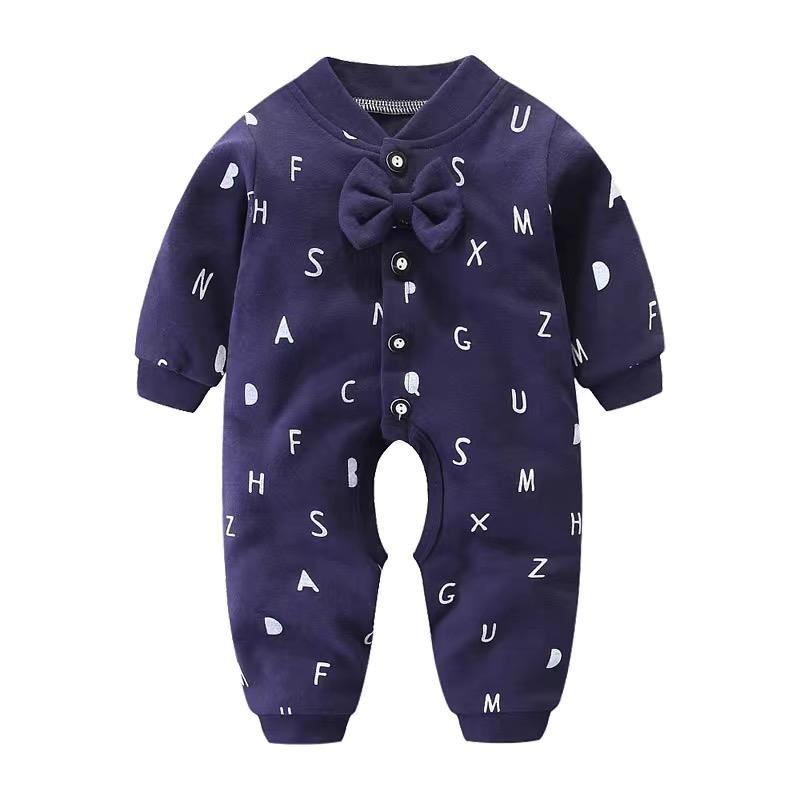 Unisex Newborn Cotton Sleeper Pajamas in Classic Navy and White