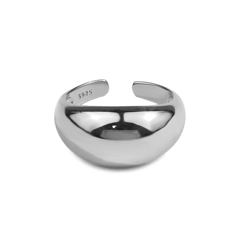 VENTFILLE 925 Sterling Silver Ring for Women Men Smooth Geometric Finger Ring Adjustable Party Jewelry Wholesale